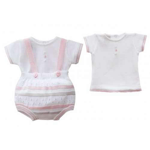 Baby Girls Knit Top & Dungaree Set 